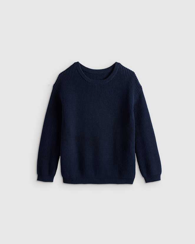 Navy 100% Organic Cotton Fisherman Tunic Sweater