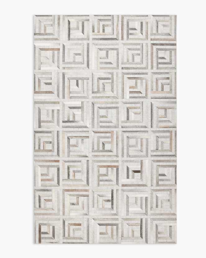 Grey Geometric Hair on Hide Rug