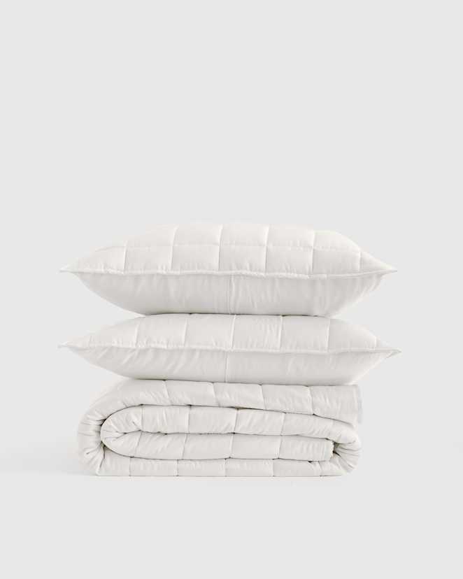 White Bamboo Box Quilt Set