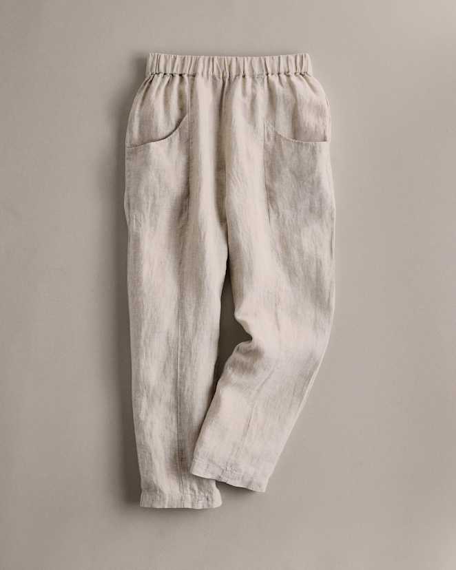 Flax 100% European Linen Tapered Ankle Pants
