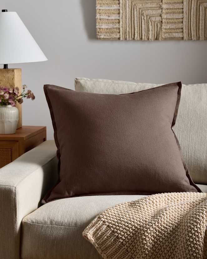 Espresso European Linen Flange Edge Pillow Cover