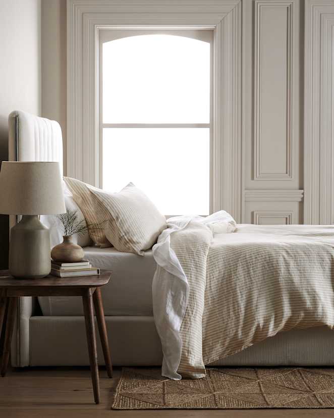 Natural/White Stripe European Linen Duvet Cover