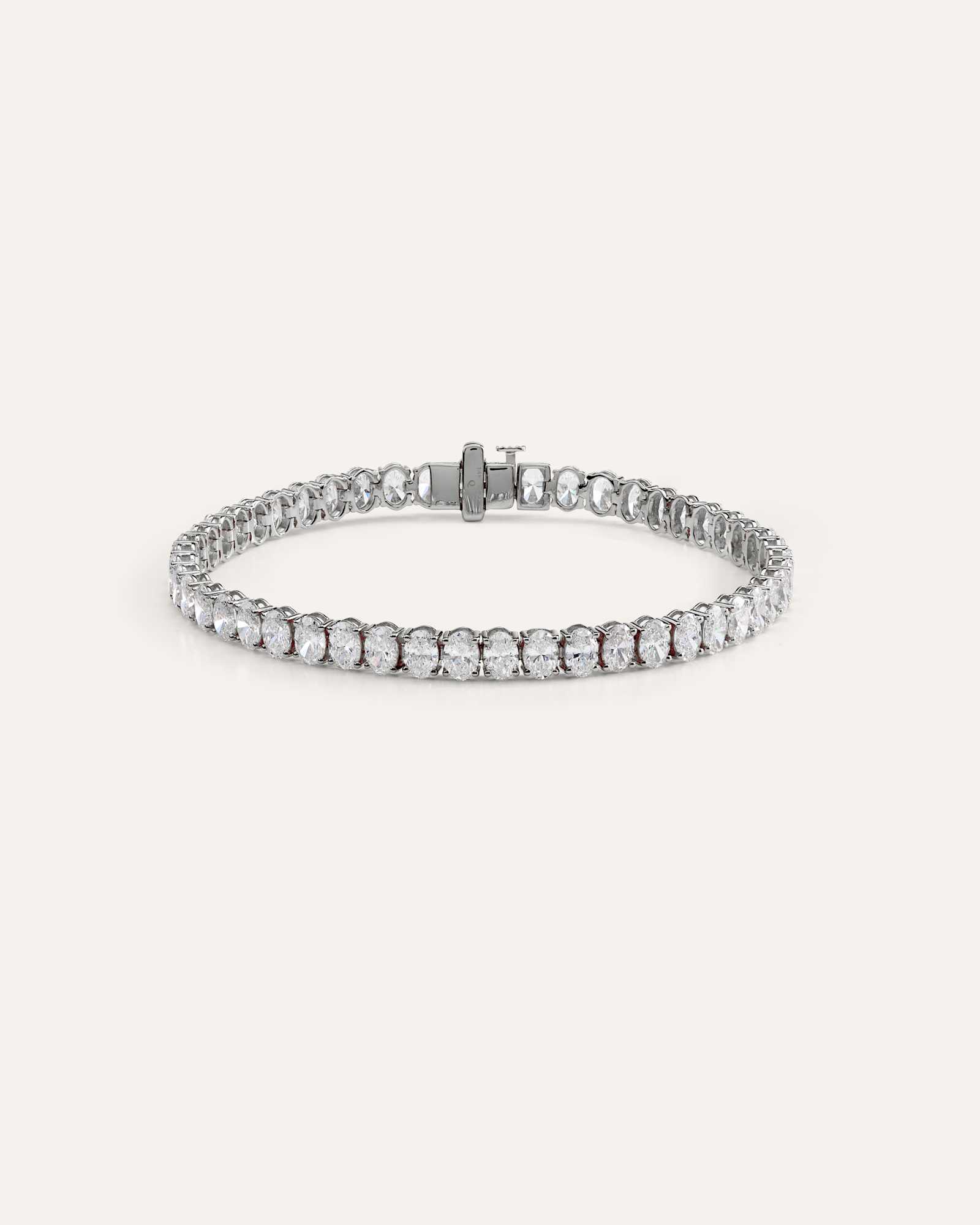 White Gold 14K Gold Lab Grown Diamond North-South Oval Tennis Bracelet - 10ctw