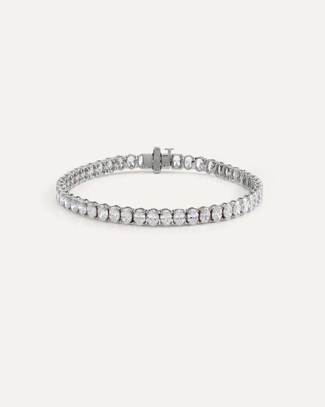 White Gold 14K Gold Lab Grown Diamond North-South Oval Tennis Bracelet - 10ctw