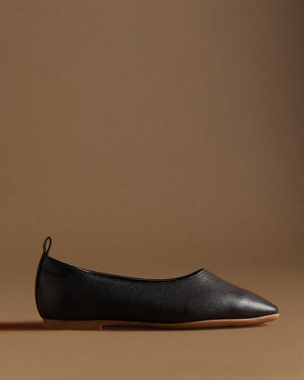 Black Italian Leather Glove Ballet Flat