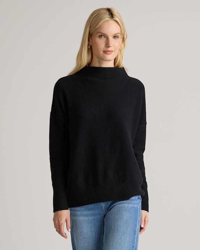 Black Mongolian Cashmere Funnel Neck Sweater