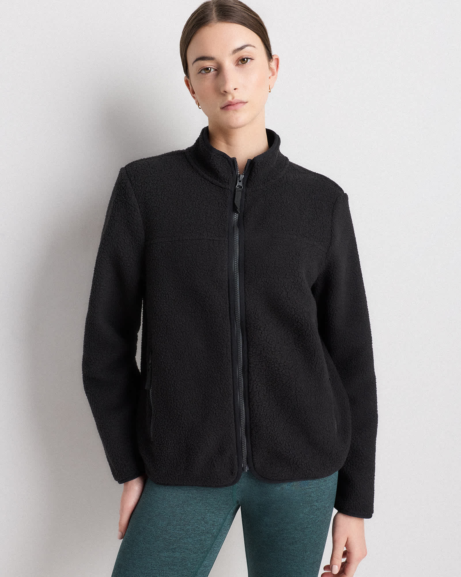 Black Sherpa Full-Zip Jacket