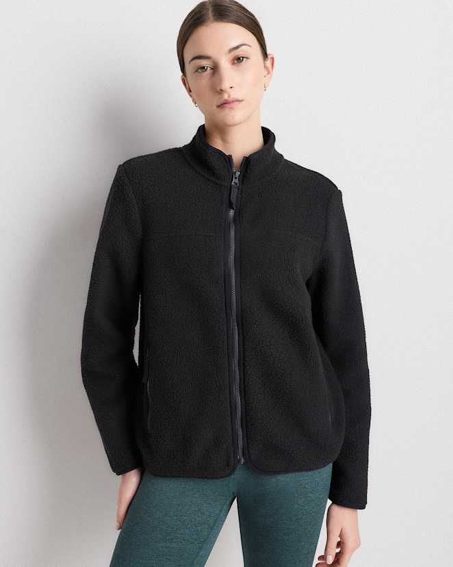 Black Sherpa Full-Zip Jacket