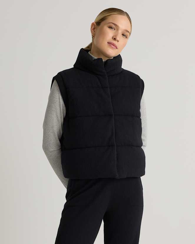 Black Mongolian Cashmere Puffer Vest