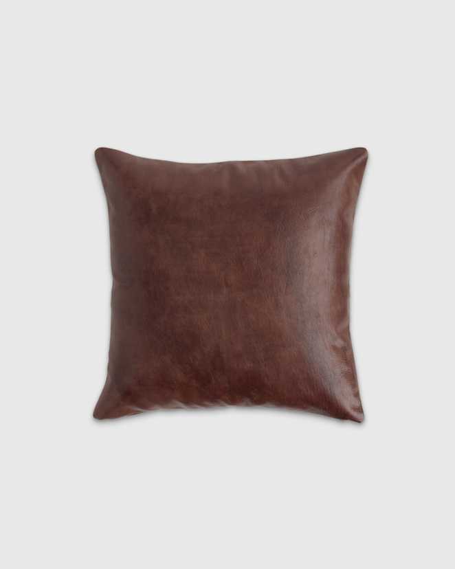 Brown Solid Leather Pillow Cover