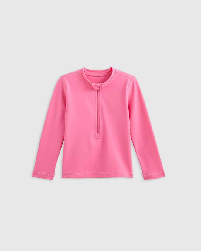Watermelon Pink Long Sleeve Zip-Up Rash Guard