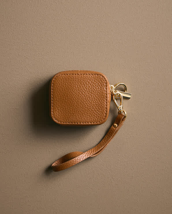 Cognac Italian Leather Zip Case