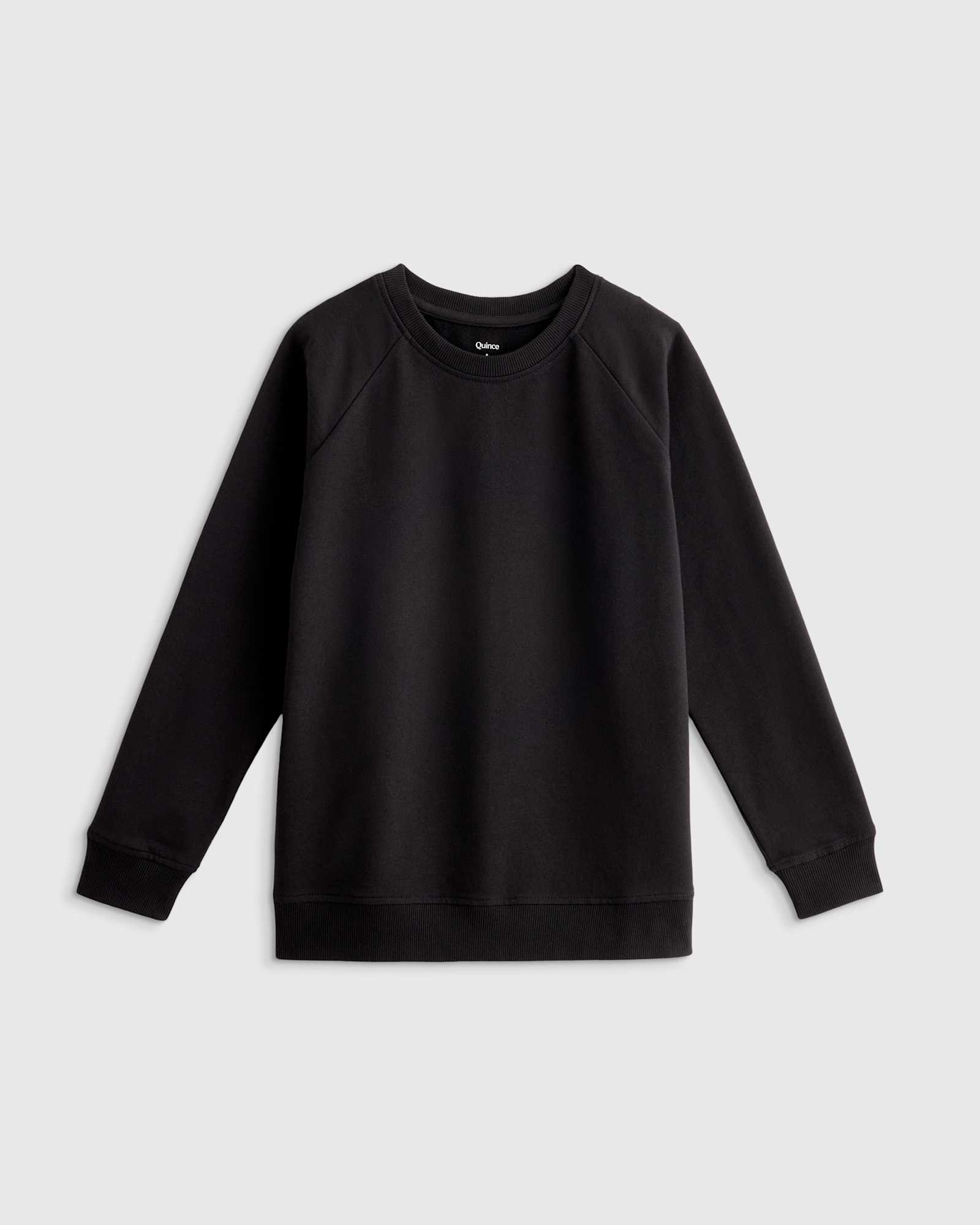 black Organic Cotton French Terry Crew Neck Sweatshirt