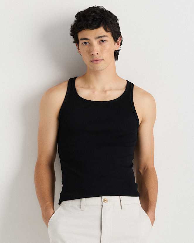 True Black Organic Cotton Ribbed Tank Top (3-Pack)
