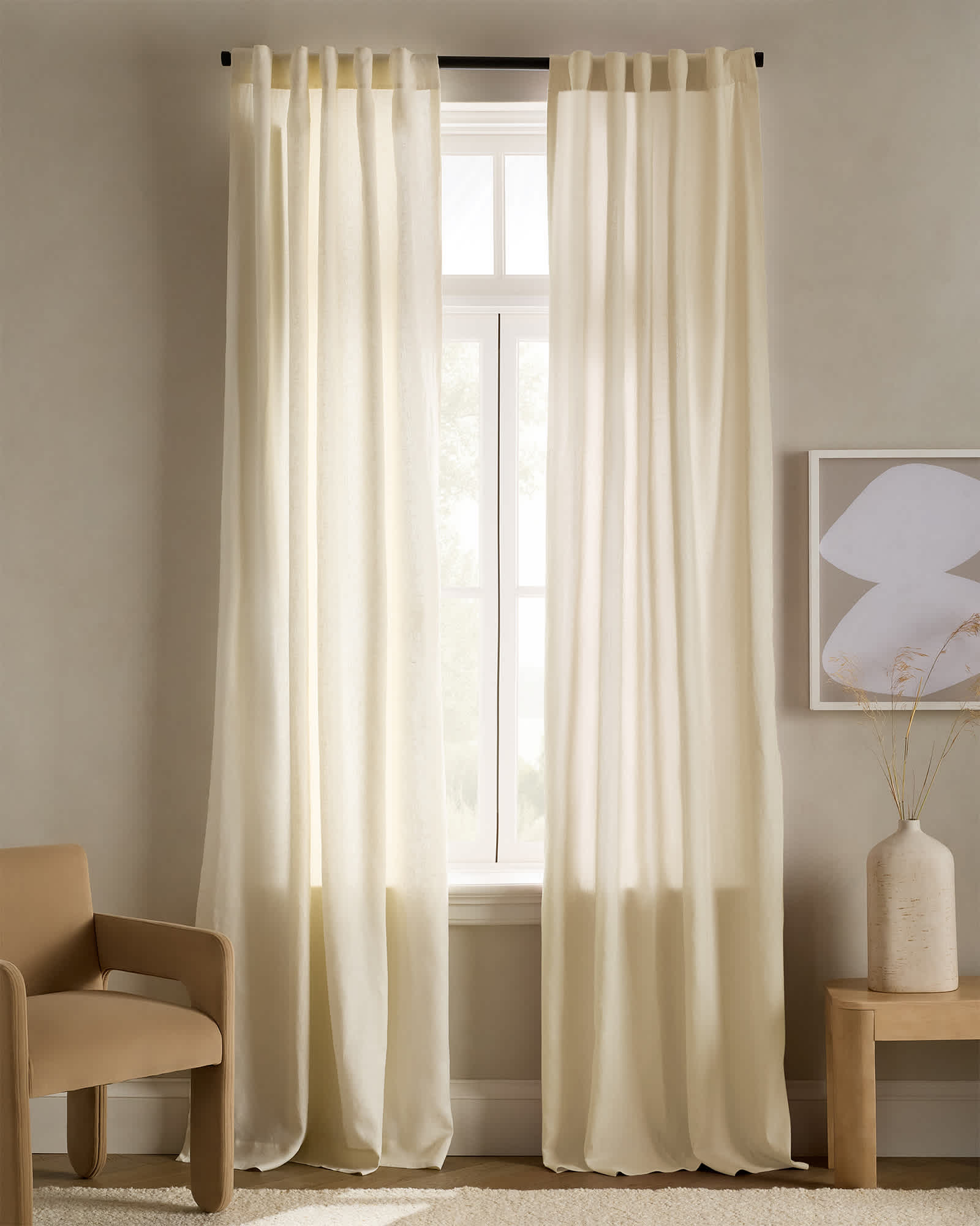 ivory European Linen Curtain