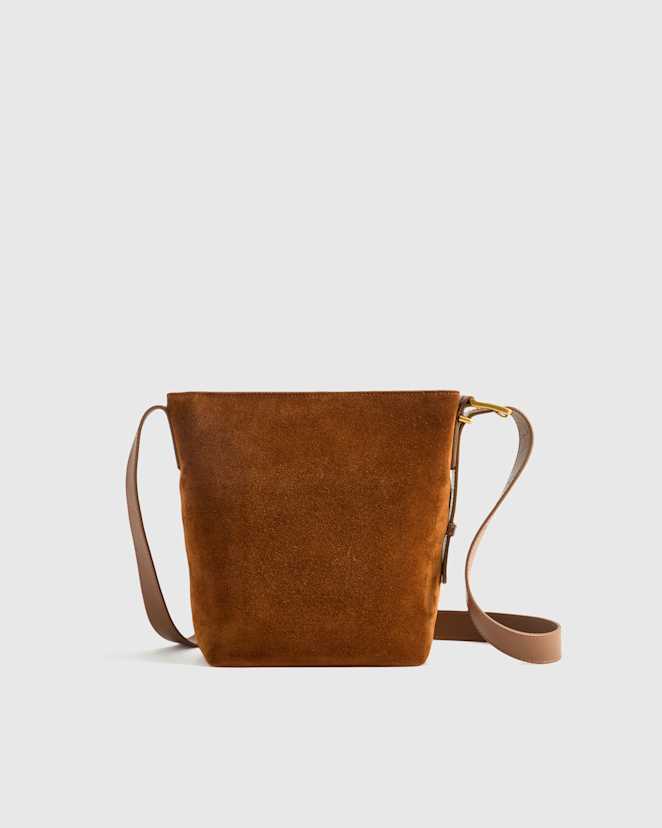 Whiskey Italian Suede Bucket Crossbody