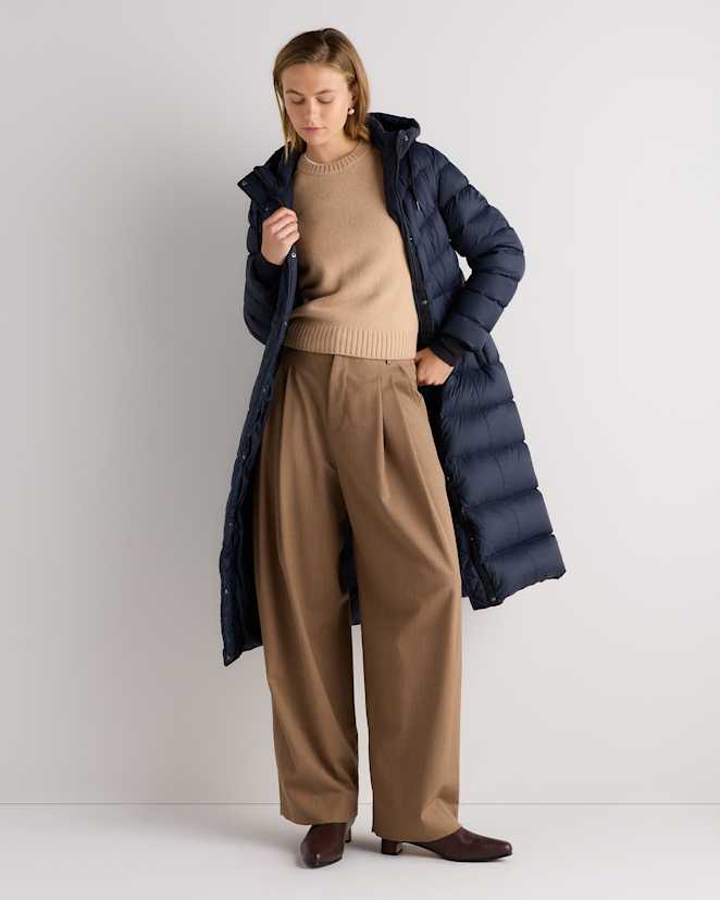 Atlas Navy Responsible Down Belted Puffer Maxi Coat