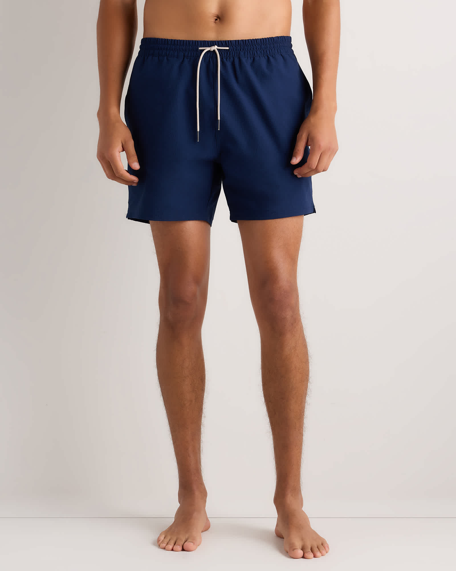 Navy Seersucker Seersucker Swim Trunks - 5.5"