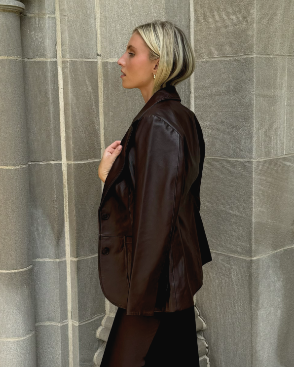 Brown 100% Leather Blazer