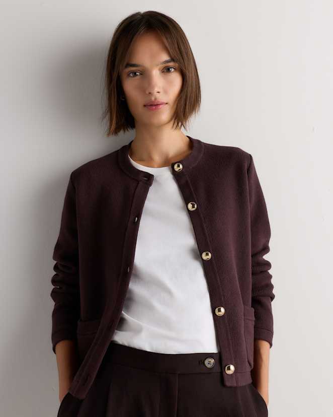 Chocolate Plum Brown 100% Organic Cotton Sweater Jacket
