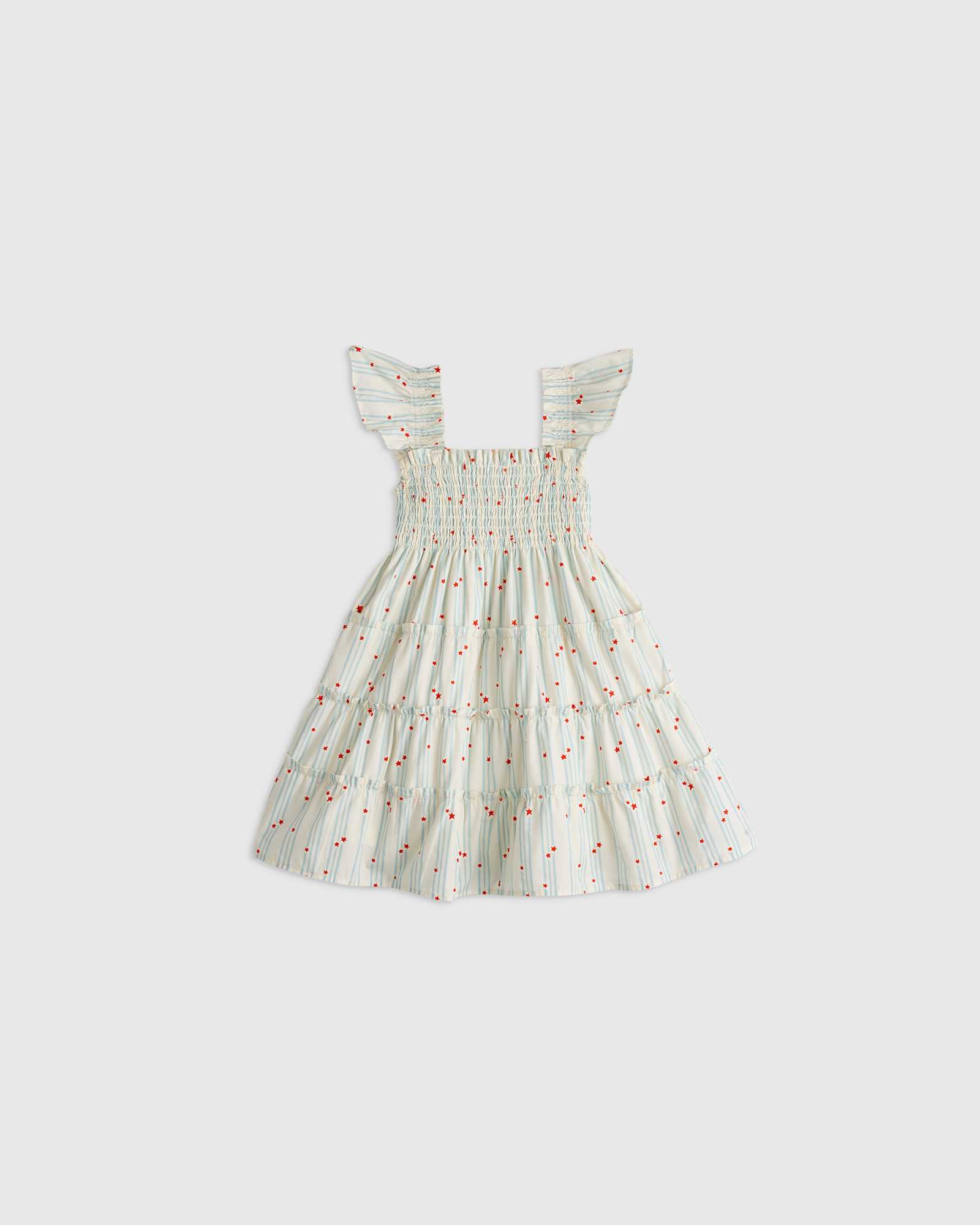Stars and Stripes 100% Organic Cotton Poplin Smocked Dress