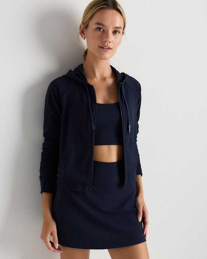 Deep Navy Ultra-Form Hooded Crop Jacket