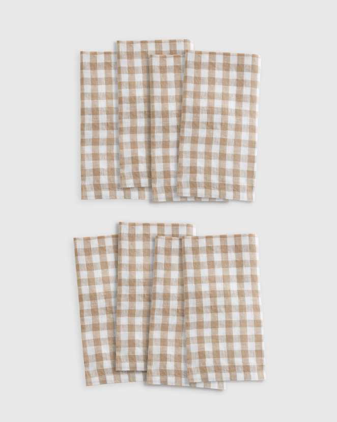 Cafe European Linen Gingham Napkins (Set of 8)