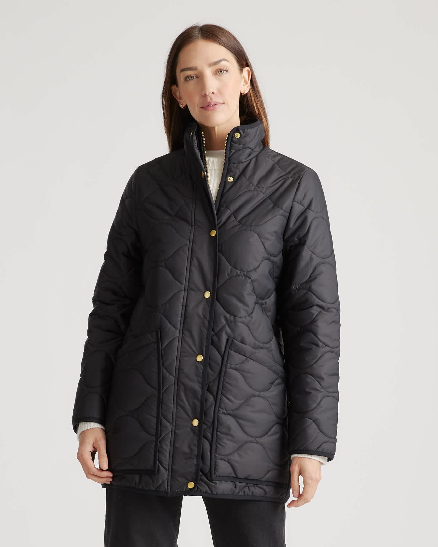 black Featherless Quilted Long Puffer Jacket