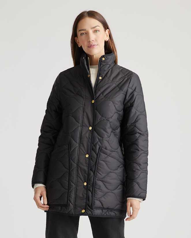 Black Featherless Quilted Long Puffer Jacket