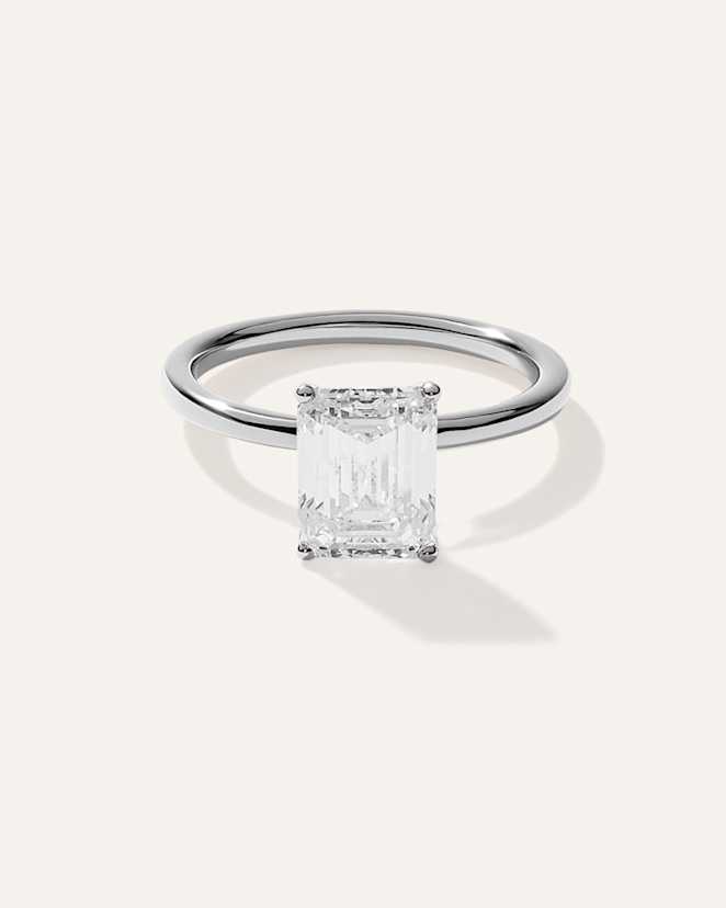 Platinum Lab Grown Diamond Emerald Comfort Fit Engagement Ring - 3ct