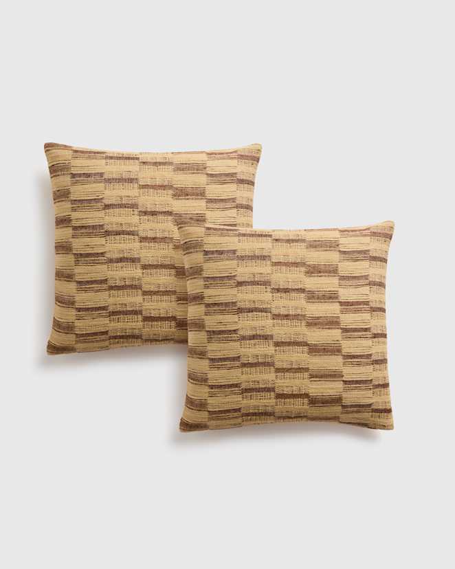 Desert Stripe Housses de coussin en soie mélangée à motif géométrique (ensemble de 2)