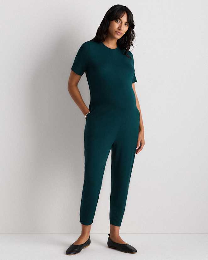 Nocturnal Green Bamboo Jersey Maternity Everyday Jumpsuit