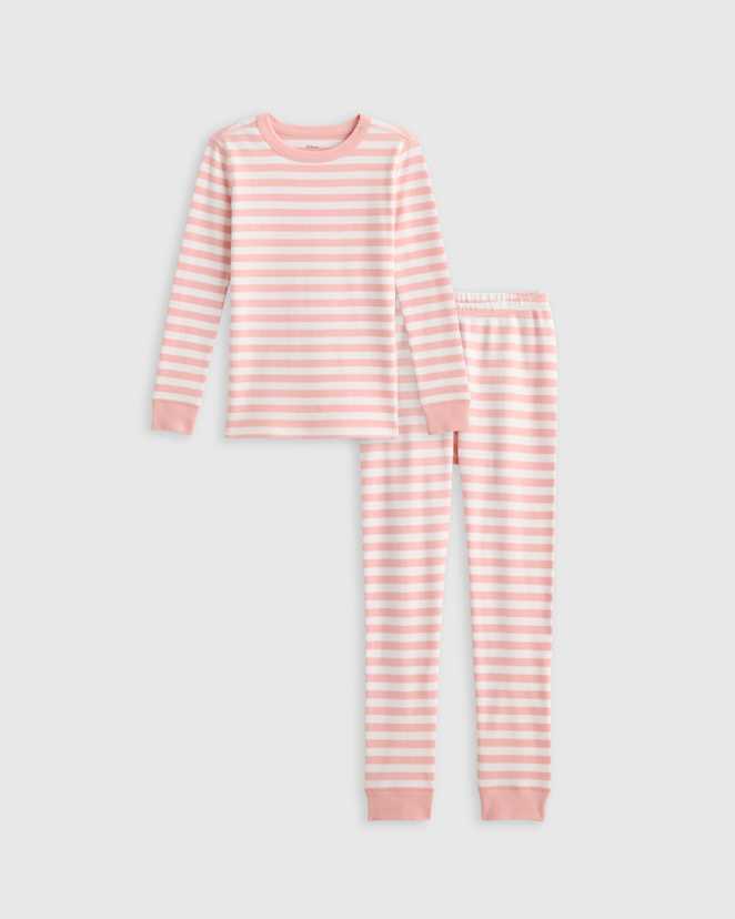 Pink Stripe 100% Organic Cotton Long Sleeve and Pant Pajama Set