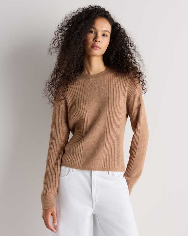 Dune Camel Lightweight Baby Alpaca Relaxed Ribbed Crewneck