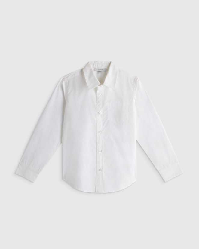 White 100% Organic Cotton Poplin Long Sleeve Button Down