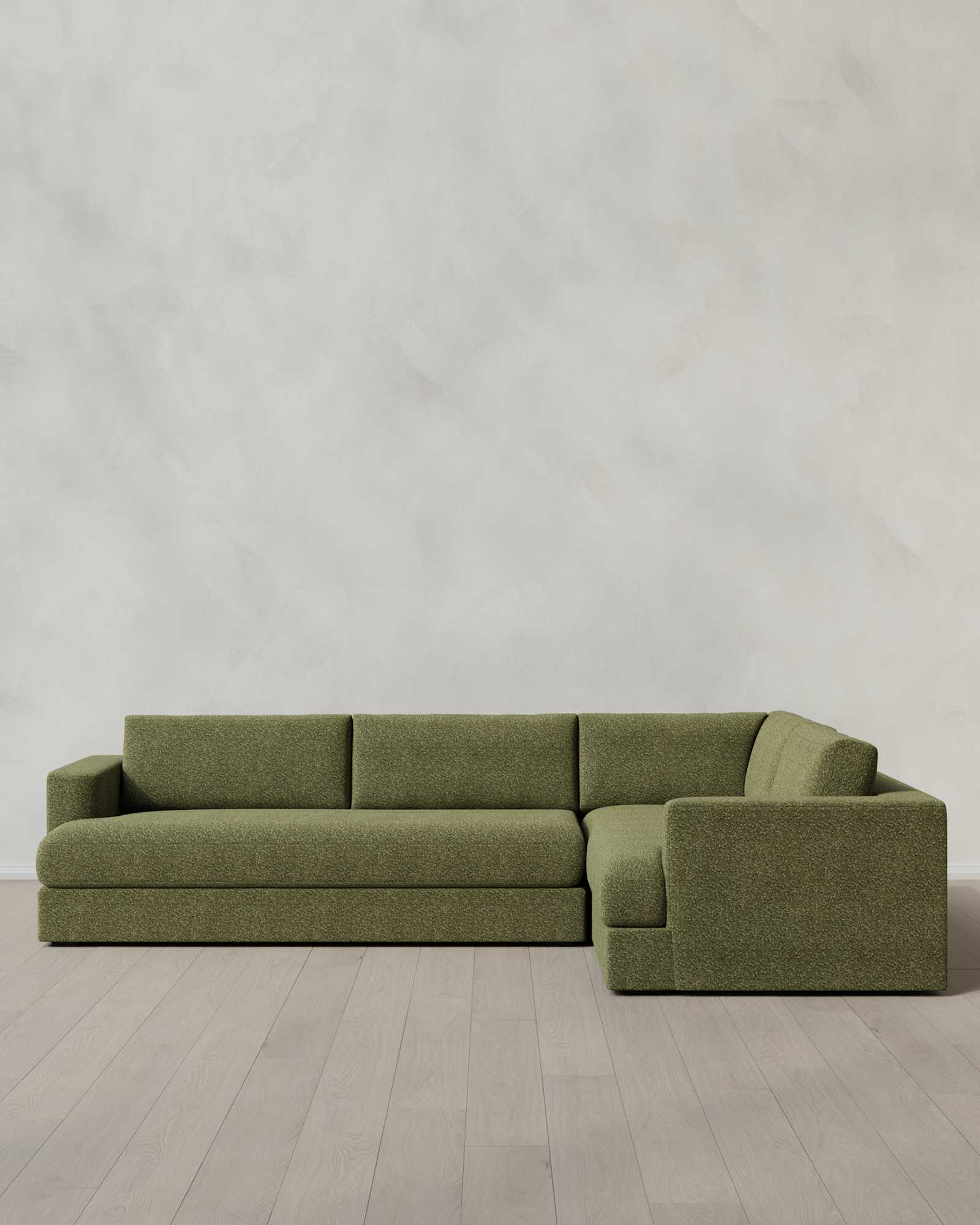 Fern Sierra Curved Arm L Sectional in Performance Boucle
