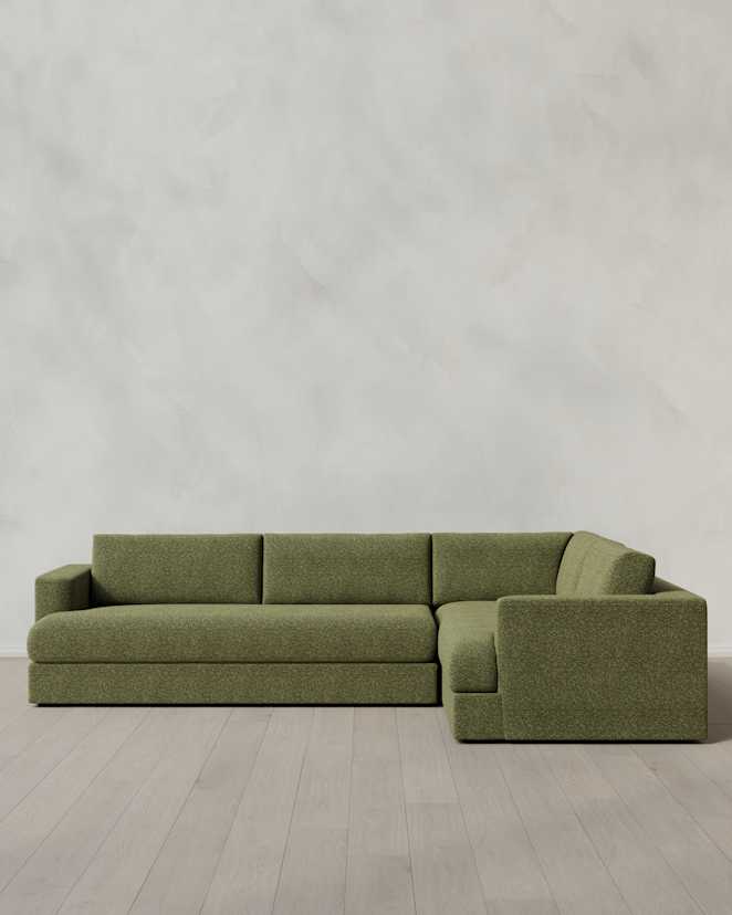 Fern Sierra Curved Arm L Sectional in Performance Boucle