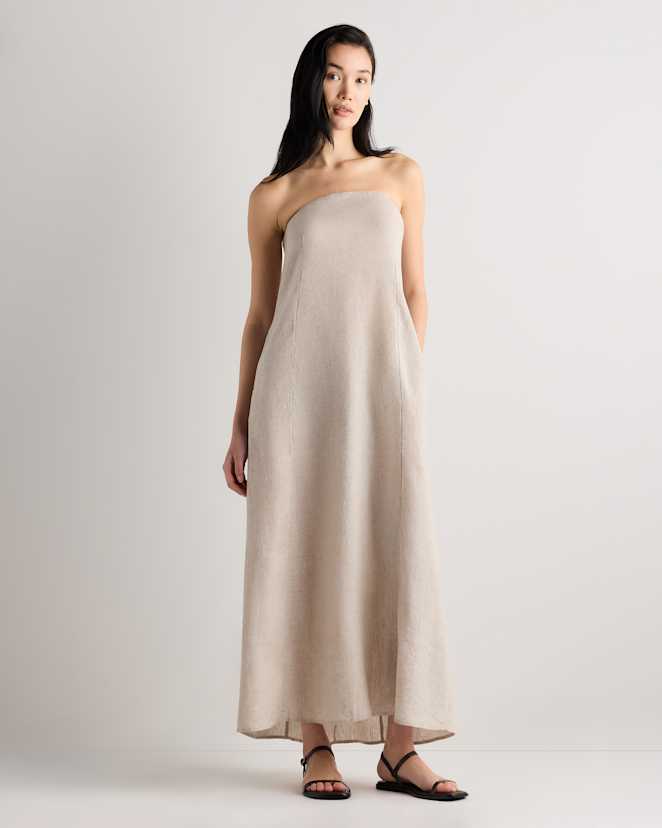 Flax 100% European Linen Strapless Maxi Dress
