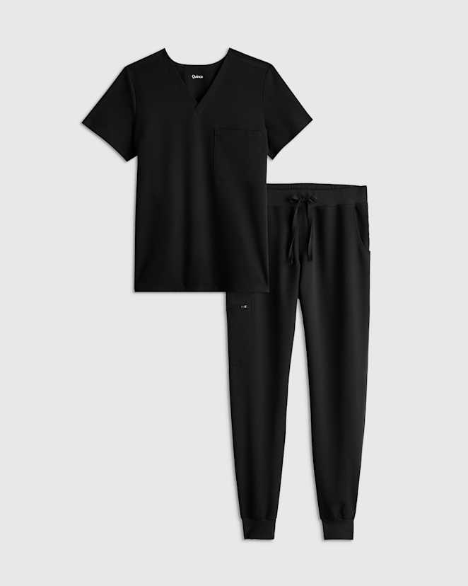 Bold Black AeraFlex Scrubs Jogger Set