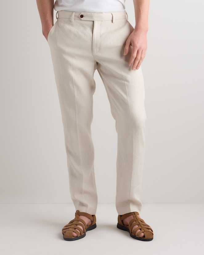 Sand 100% European Linen Tailored Dress Pants