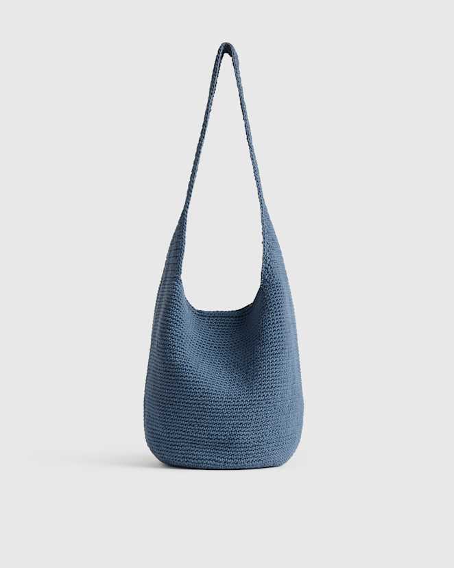 Denim Blue Hand Crochet Hobo Shoulder Bag