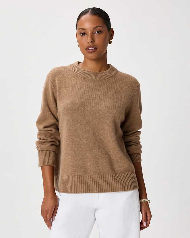 Teak Mongolian Cashmere Oversized Crewneck Sweater