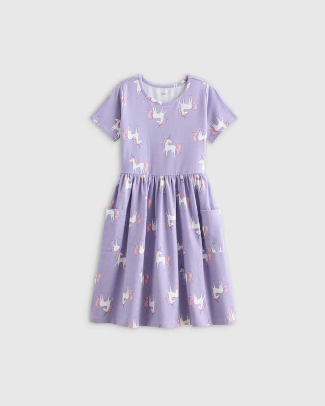 Lilac Unicorn Organic Cotton Fit and Flare Pocket Dress