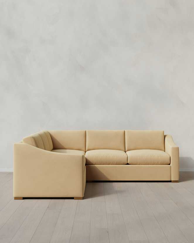 Linen Hollis Slope Arm L Sectional in Performance Velvet