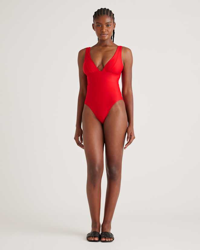 Cherry Italian Plunge One-Piece Swimsuit