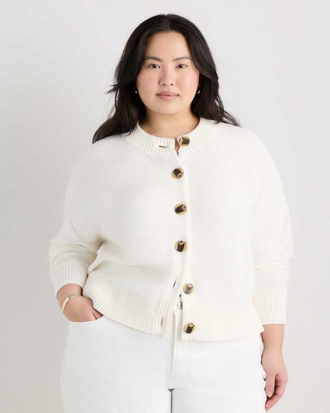 Ivory 100% Organic Cotton Cropped Cardigan