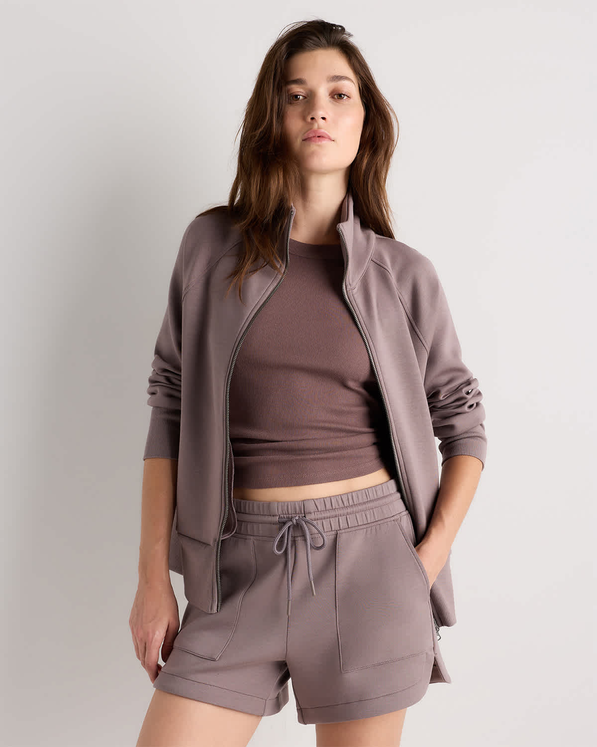 Dark Taupe CloudComfort Full-Zip Sweatshirt