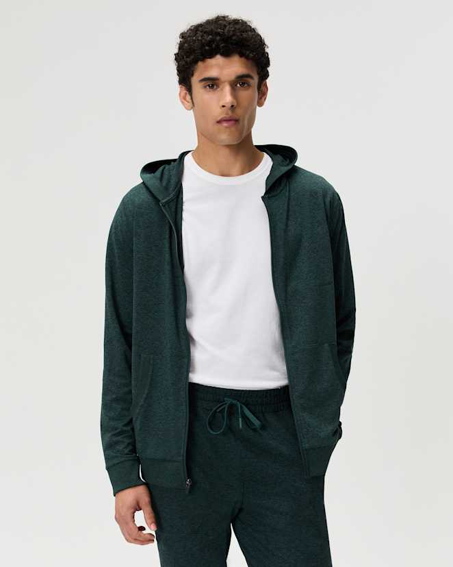 Heather Green Flowknit Performance Full-Zip Chest Pocket Hoodie
