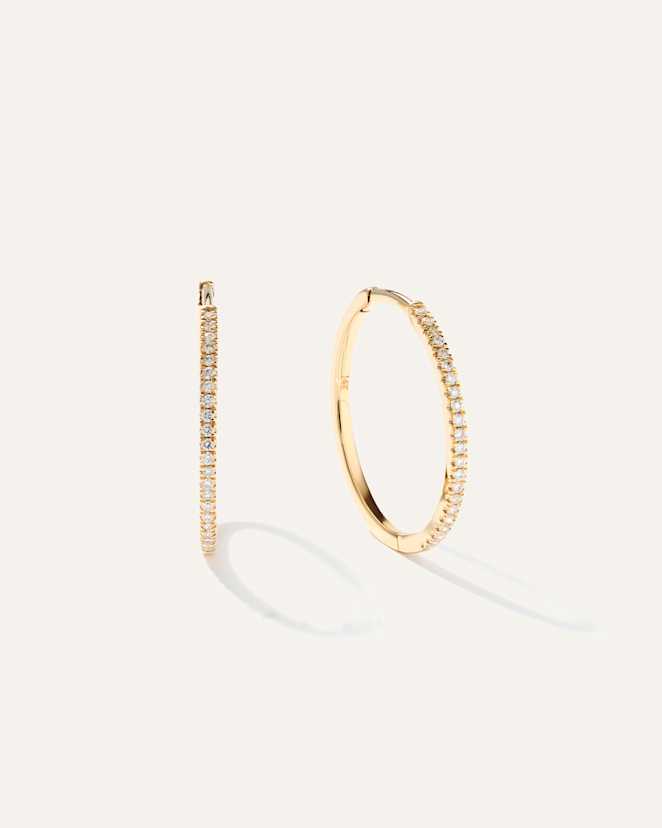 Yellow Gold 14K Gold Diamond Pave Hoops