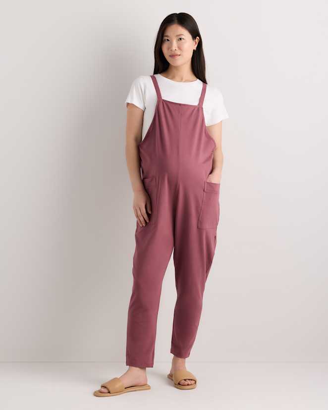 Crushed Berry Purple Organic Cotton Maternity Overalls